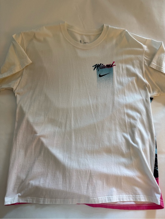 Nike Other - Nike White Miami Script Short-Sleeve Tee with Pink & Blue Accents